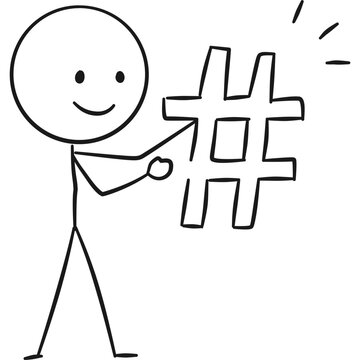 Stick Man Hashtag Illustration