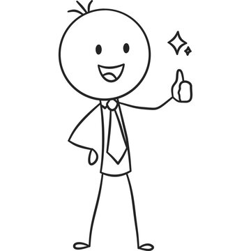 Happy and Confident Business Stickman