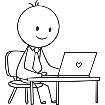 Working on Laptop Stickman