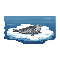 Harbor Seal Resting on Floating Ice Floe © AADIL