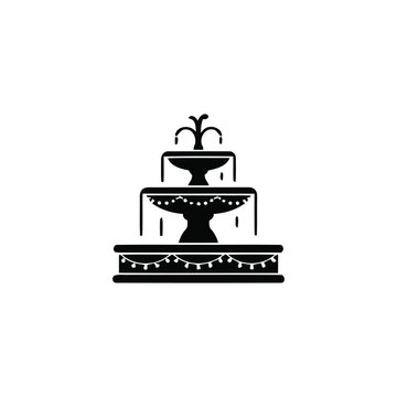 Holiday fountain silhouette, isolated on white background