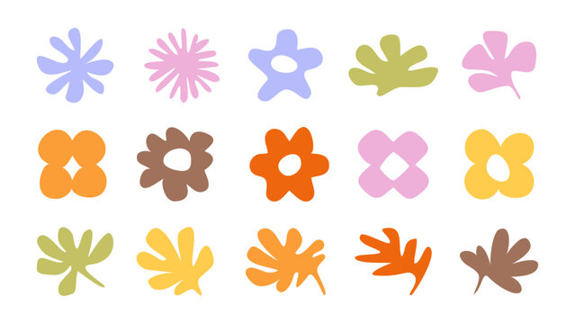 Colorful abstract floral leaf shapes element vector set
