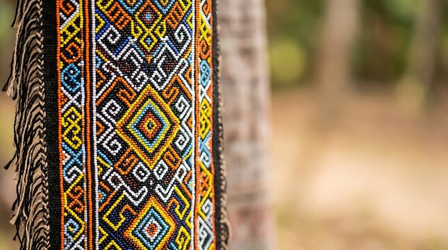Traditional handcrafted beaded textile with intricate patterns