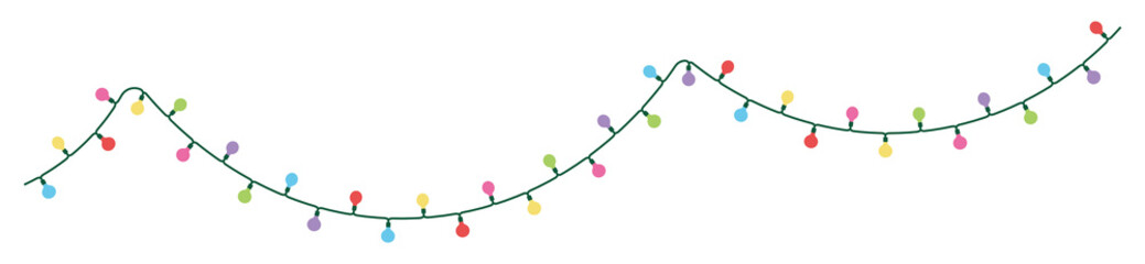 丸型カラフル ストリングライト ガーランド 背景透過PNG / Colorful Round Bulb String Lights Garland Isolated PNG © tonami