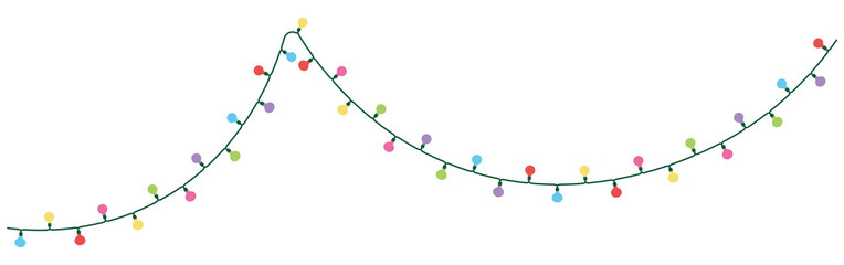 丸型カラフル ストリングライト ガーランド 背景透過PNG / Colorful Round Bulb String Lights Garland Isolated PNG © tonami