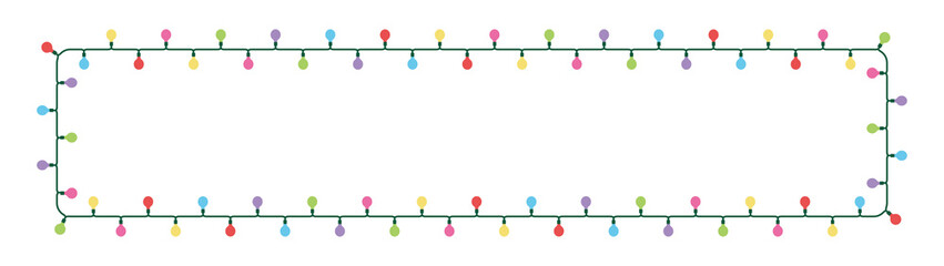 丸型カラフル ストリングライト フレーム 背景透過PNG / Colorful Round Bulb String Lights Frame Isolated PNG © tonami