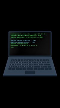 Cyber Attack Simulation on Laptop Screen - Hacking Sequence