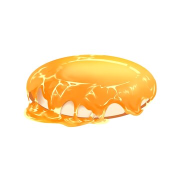 Illustration 3D hand draw donut with melted honey sauce.