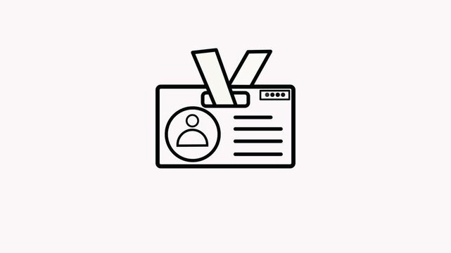 People, person and user ID card animated icon for ​employee identity, profile identification, identifier, account verify, validation, human information, access . 4k animation video