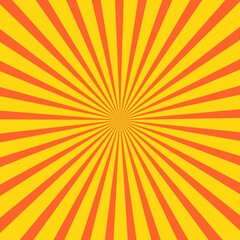 Obraz premium Orange Sunburst Rays Background Illustration – Retro Comic Manga Style Radial Burst Design