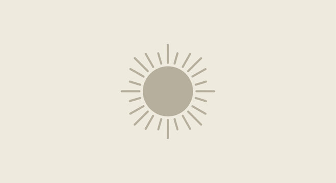 Simple grey sun icon with thin radial rays
