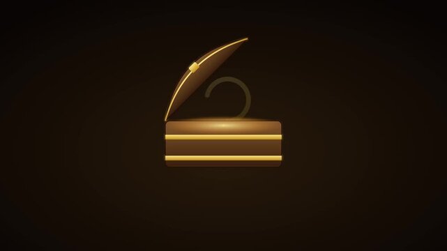 Golden question mark animation opening luxury jewelry box concept 4k mystery