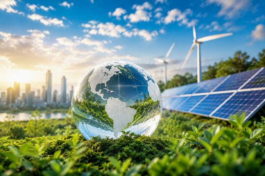 Sustainable City With Solar And Wind Energy