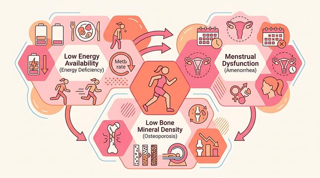 Female athlete triad infographic showing energy and health impacts