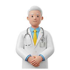 Fototapeta premium Cartoon doctor with stethoscope and yellow tie