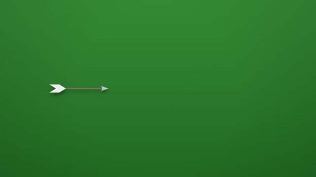 Simple arrow flying across green screen background
