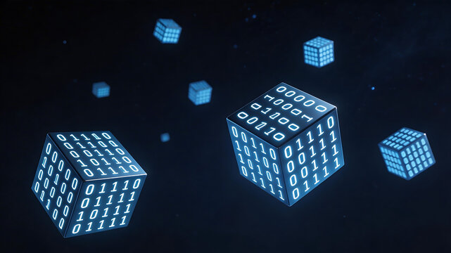 Binary code cubes in space