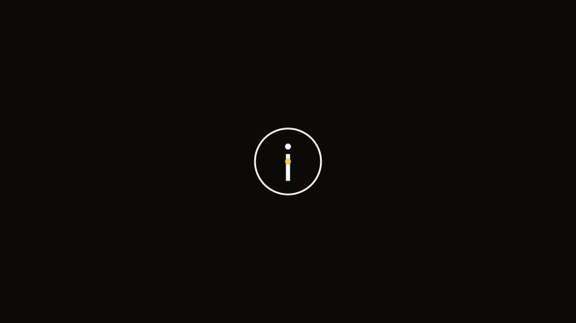 Minimalist information animation with pulsing yellow dot on 4k black background, symbol interface