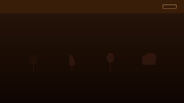 Minimalist restaurant menu animation with fork knife spoon and chef hat symbols 4k dining