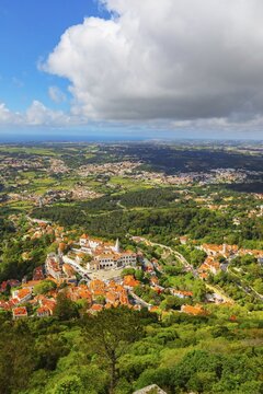 Sintra town, high angle view, Sintra, Portugal