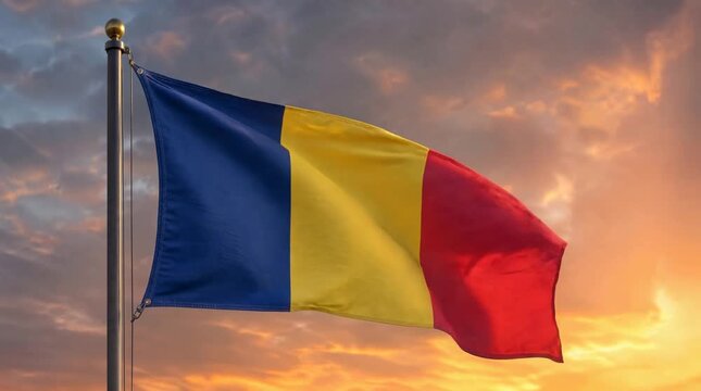 Chad - Nationalistic flag during sunset (cinematic)  