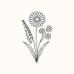 Elegant flower arrangement thin line drawing for logo design © Tanu