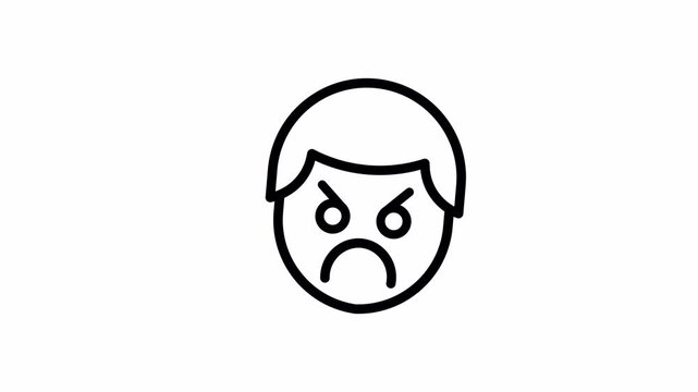 Angry Face minimalist stroke animation