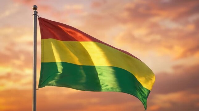 Bolivia - Waving flag during sunset or sunrise (cinematic atmosphere)