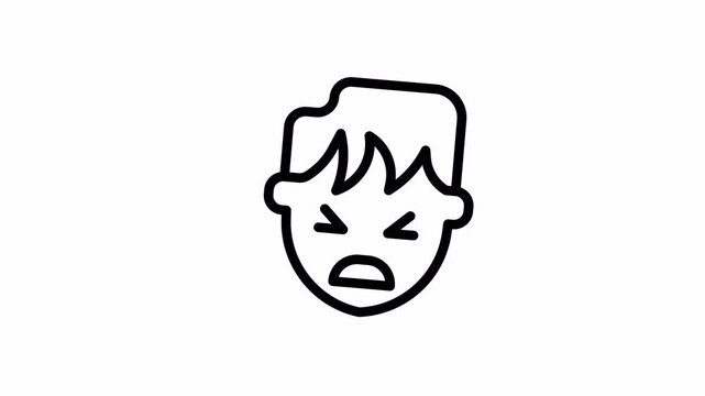 Angry Face Frown minimalist stroke animation