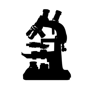 Vintage 19th-century microscope silhouette set with clean sharp edges featuring scientific history theme on white background