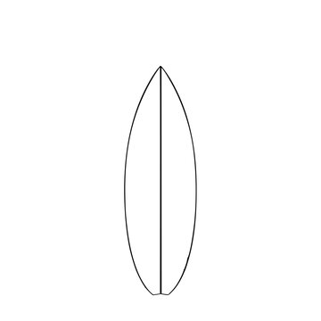 Minimalist surfboard illustration set with clean flat design featuring beach lifestyle, classic board, and white background