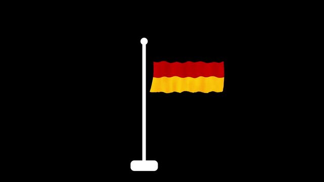 Germany National Flag Waving on Flagpole with Alpha Channel Background