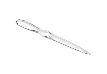 Fototapeta premium Clear transparent glass letter opener for office use isolated on white background