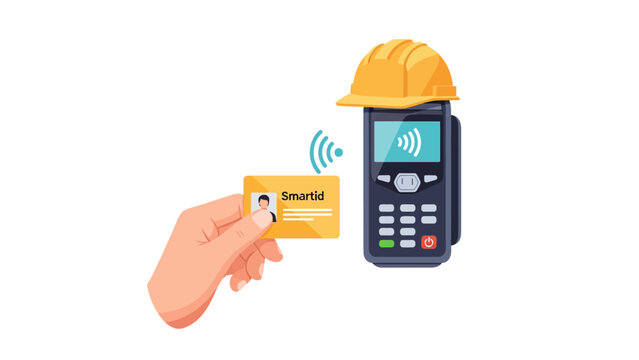 Contactless NFC Smart ID Card Verification for Construction Site Access Control Illustration