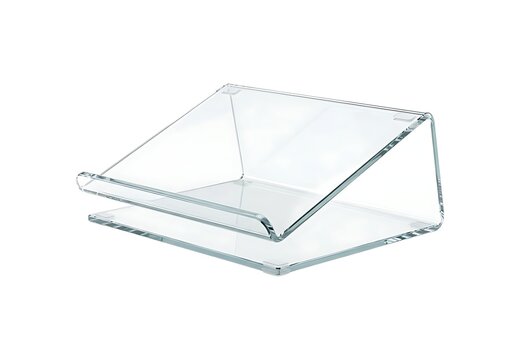 Clear acrylic book stand or tablet holder for desk display isolated on white background
