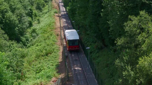 Bilbao red funicular descending mount artxanda
