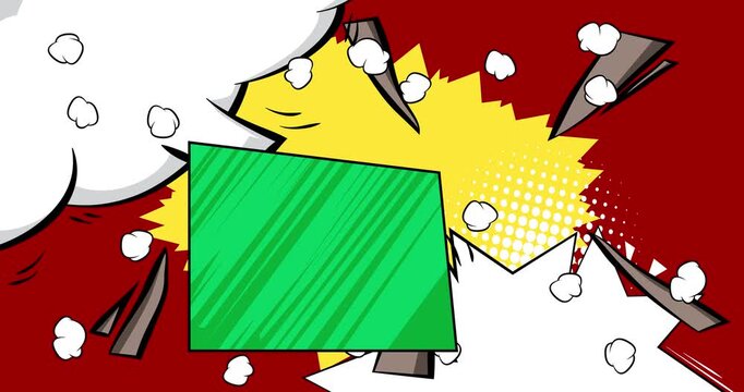 Cartoon background animation, comic book backdrop video. Retro comics pop art design.