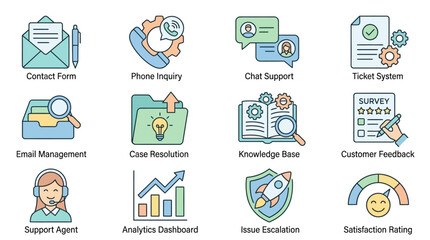 Fototapeta premium Customer Support Icons Set Illustration.