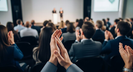 Fototapeta premium Close up of hands clapping in a business conference audience