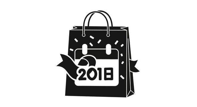 Black shopping bag with calendar.