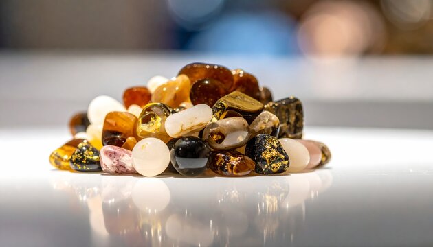 Polished Colorful Stones Sparkling Reflective Surface