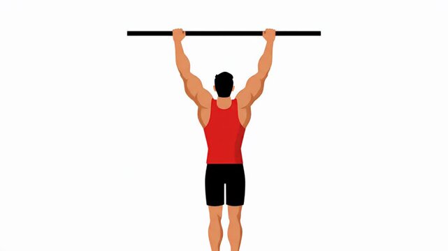 Man doing pull up exercise on bar, demonstrates strength and fitness, muscle building, health routine