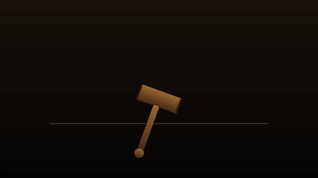 Animated wooden gavel striking sound block for legal courtroom concepts, law justice and auction bidding motion animation 4k