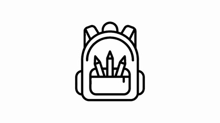 Obraz premium Backpack with pencils icon, school supplies, education, creativity, art, drawing, learning, vector illustration