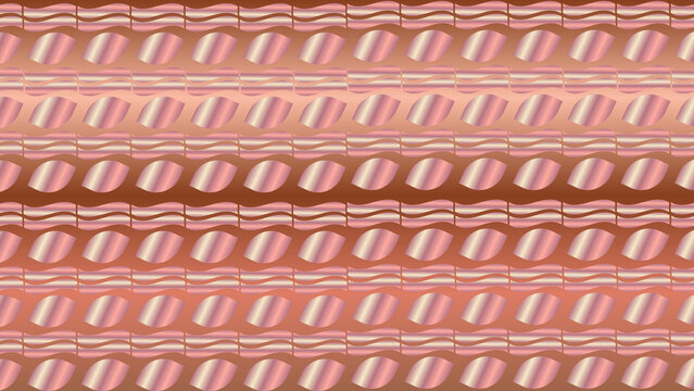 Seamless abstract pattern background with rhythmic gradient oval shapes and subtle wavy lines. Warm blush, rose, and soft bronze palette perfect for modern graphic design