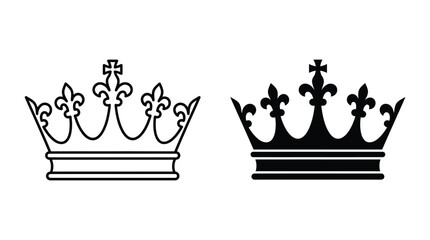 Heraldic Royal Crown Outline and Silhouette Vector Icons © Tulippp