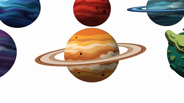 Pixel art planets, alien heads, and cosmic bodies in a grid formation, retro space exploration, digital art, galaxy