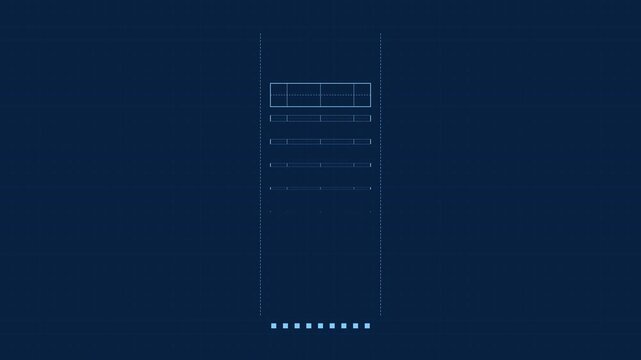 Digital data loading bar animation with blue hud interface for technology and software ui 4k