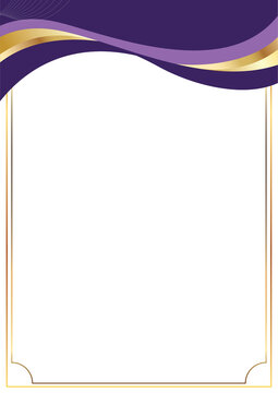 corporate award certificate background template with royal purple gold wavy line