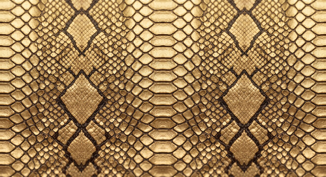Premium seamless metallic golden python snake skin leather texture